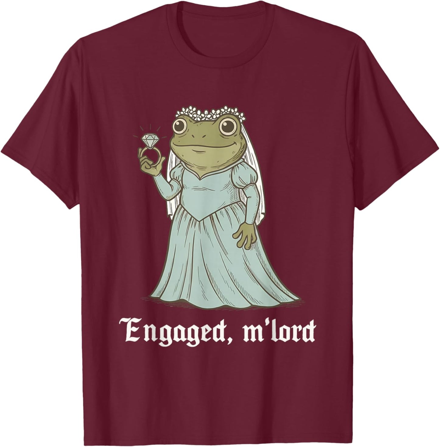 Funny Frog Engagement Fiancee & Fiance Matching Couples T-Shirt - T-Shirt | Maroon