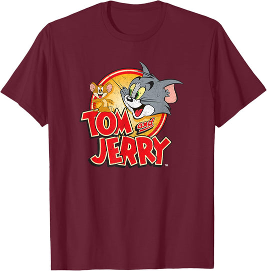 Tom and Jerry Vintage Graphic PAPL2328 T-Shirt - T-Shirt | Maroon