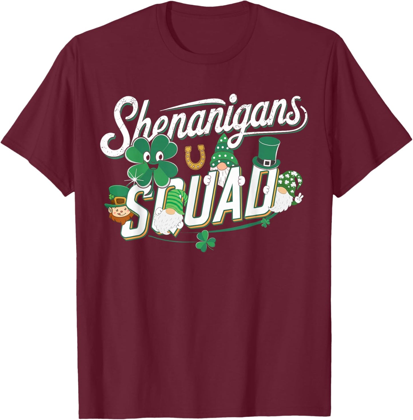 Shenanigans Squad St. Patrick’s Day Irish Gnome T-Shirt - T-Shirt | Maroon