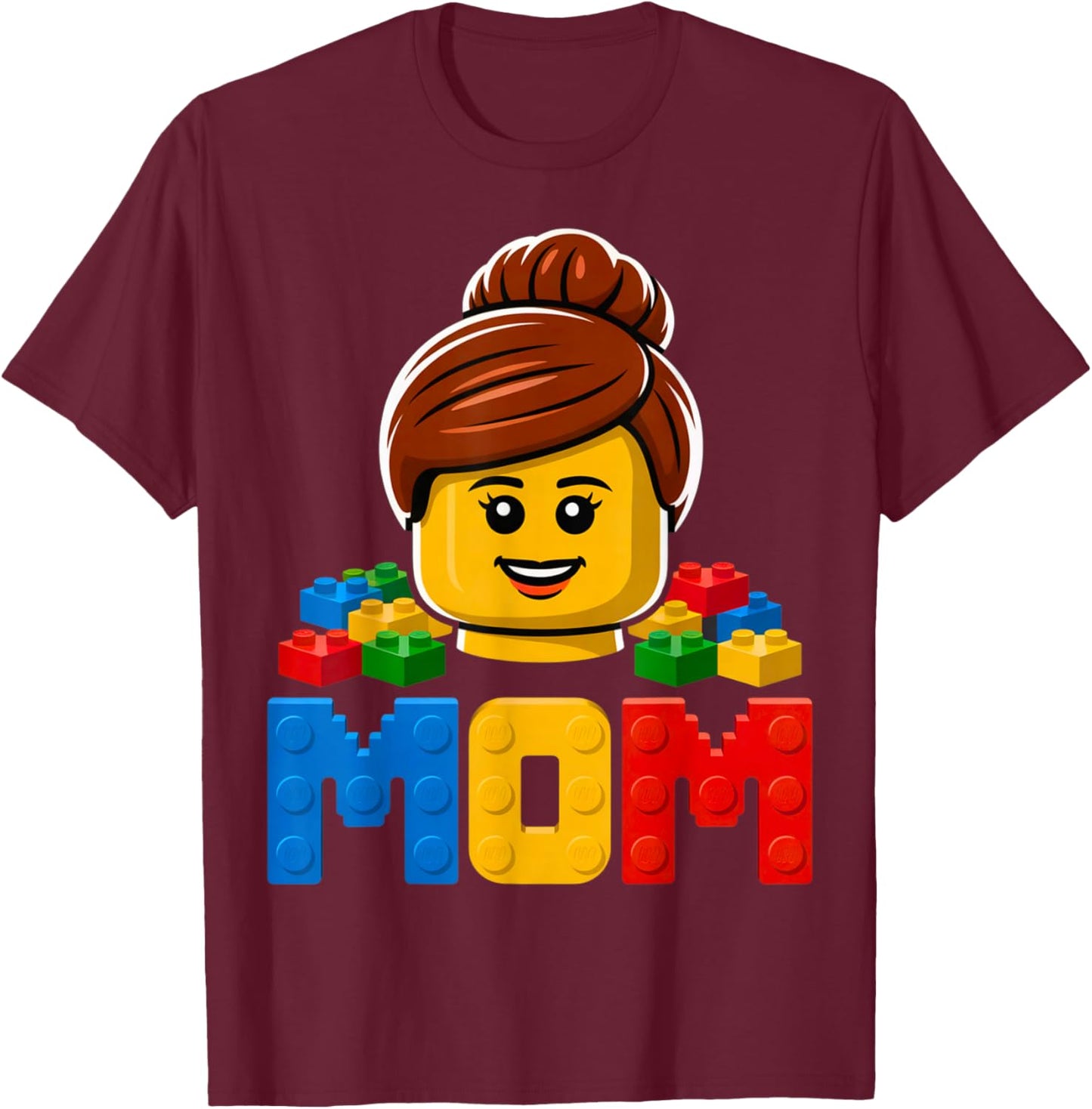 Family Mom Master Builder Building Bricks Blocks Mothers Day T-Shirt - T-Shirt | Maroon