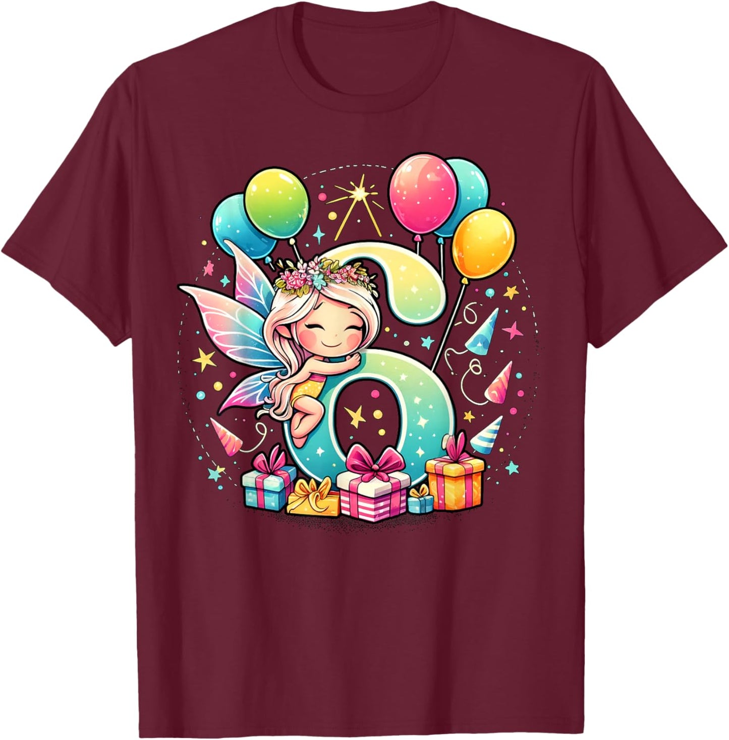 Kids Fairy Theme sixth Bday Party 6th Fairy Birthday T-Shirt - T-Shirt | Maroon