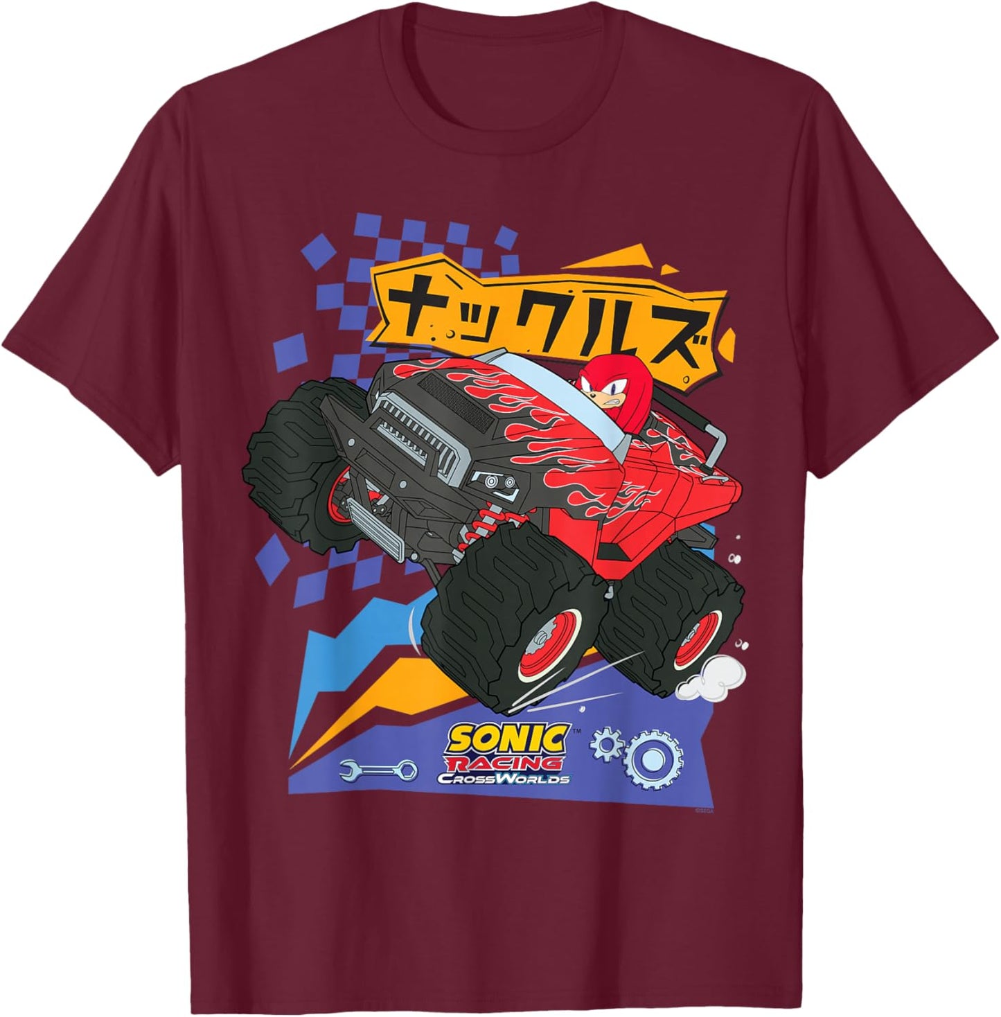 Sonic Racing CrossWorlds - Drive Time Knuckles T-Shirt - T-Shirt | Maroon