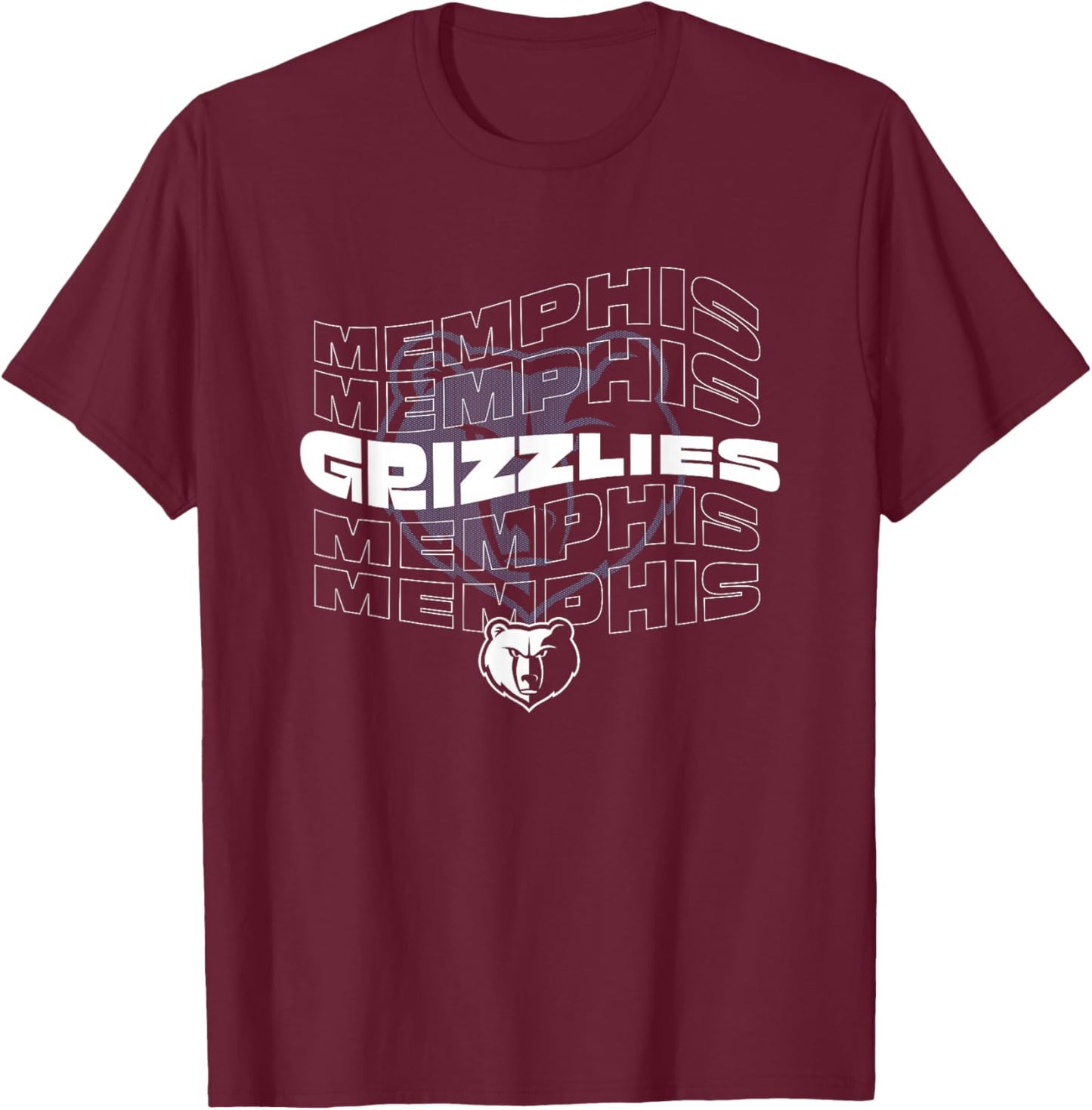 NBA Memphis Grizzlies Wave Outline Team Logo T-Shirt - T-Shirt | Maroon