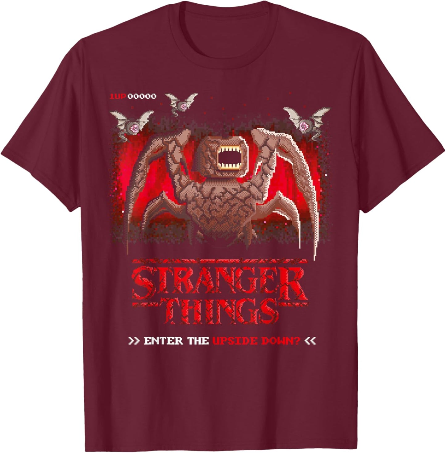 Stranger Things Season 5 Enter The Upside Down? Retro Game T-Shirt - T-Shirt | Maroon