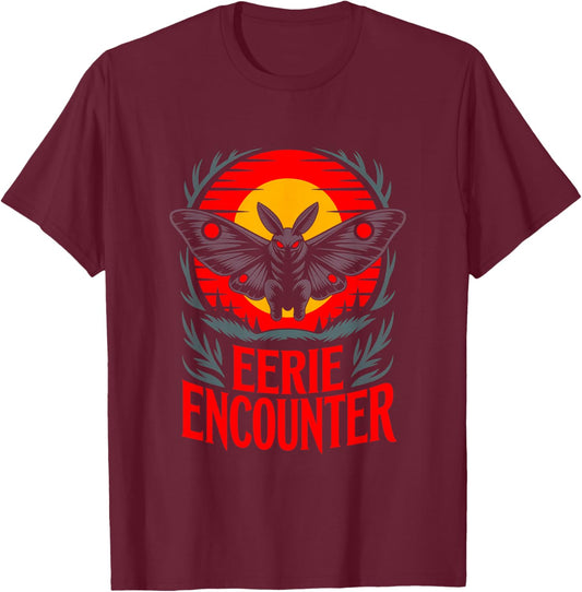 Eerie Encounter Gothic Mothman Occult Horror T-Shirt - T-Shirt | Maroon