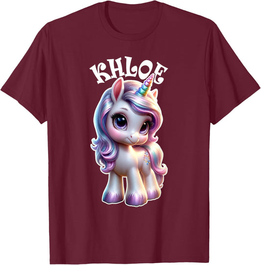 Khloe Cute Unicorn Design for Girls Name Khloe T-Shirt - T-Shirt | Maroon