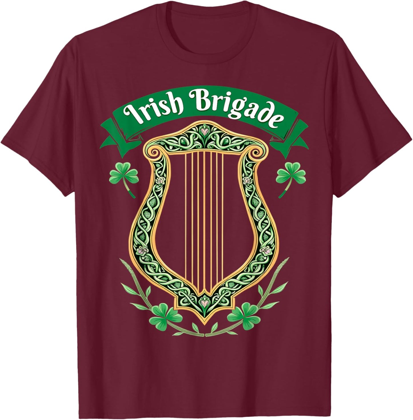 Irish Brigade Celtic Harp Heritage T-Shirt - T-Shirt | Maroon