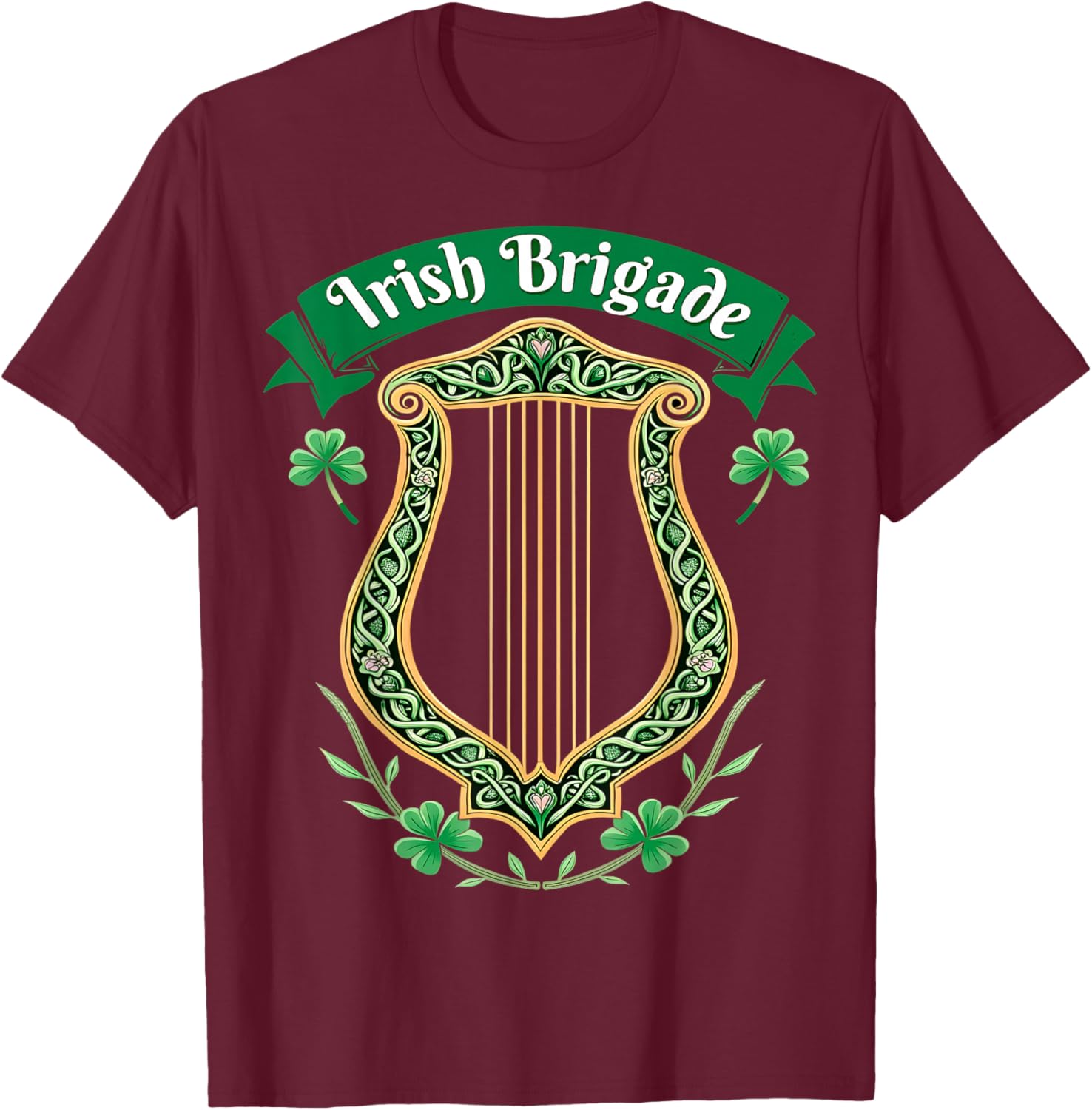 Irish Brigade Celtic Harp Heritage T-Shirt - T-Shirt | Maroon