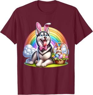 Husky Happy Easter Husky T-Shirt - T-Shirt | Maroon