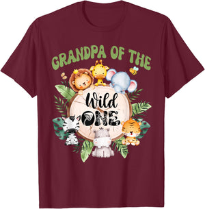 Grandpa Of The Wild One 1st Birthday Safari Family Matching T-Shirt - T-Shirt | Maroon