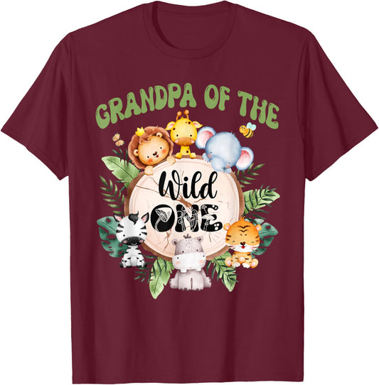 Grandpa Of The Wild One 1st Birthday Safari Family Matching T-Shirt - T-Shirt | Maroon