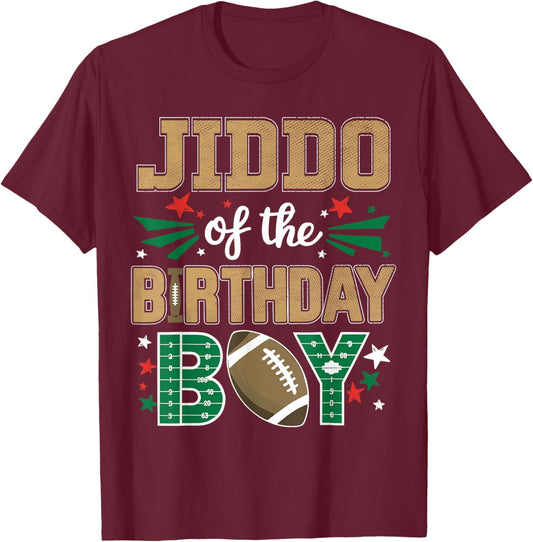 Jiddo of the Birthday Boy Football Family Bday Party Grandpa T-Shirt - T-Shirt | Maroon