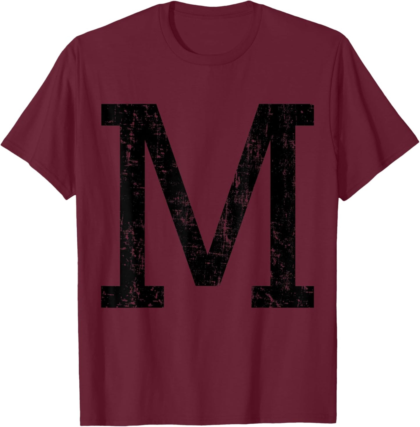 Letter M Capital Alphabet Initial School College Uni Varsity T-Shirt - T-Shirt | Maroon
