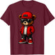 Hip Hop Teddy Bear with Sunglasses T-Shirt - T-Shirt | Maroon
