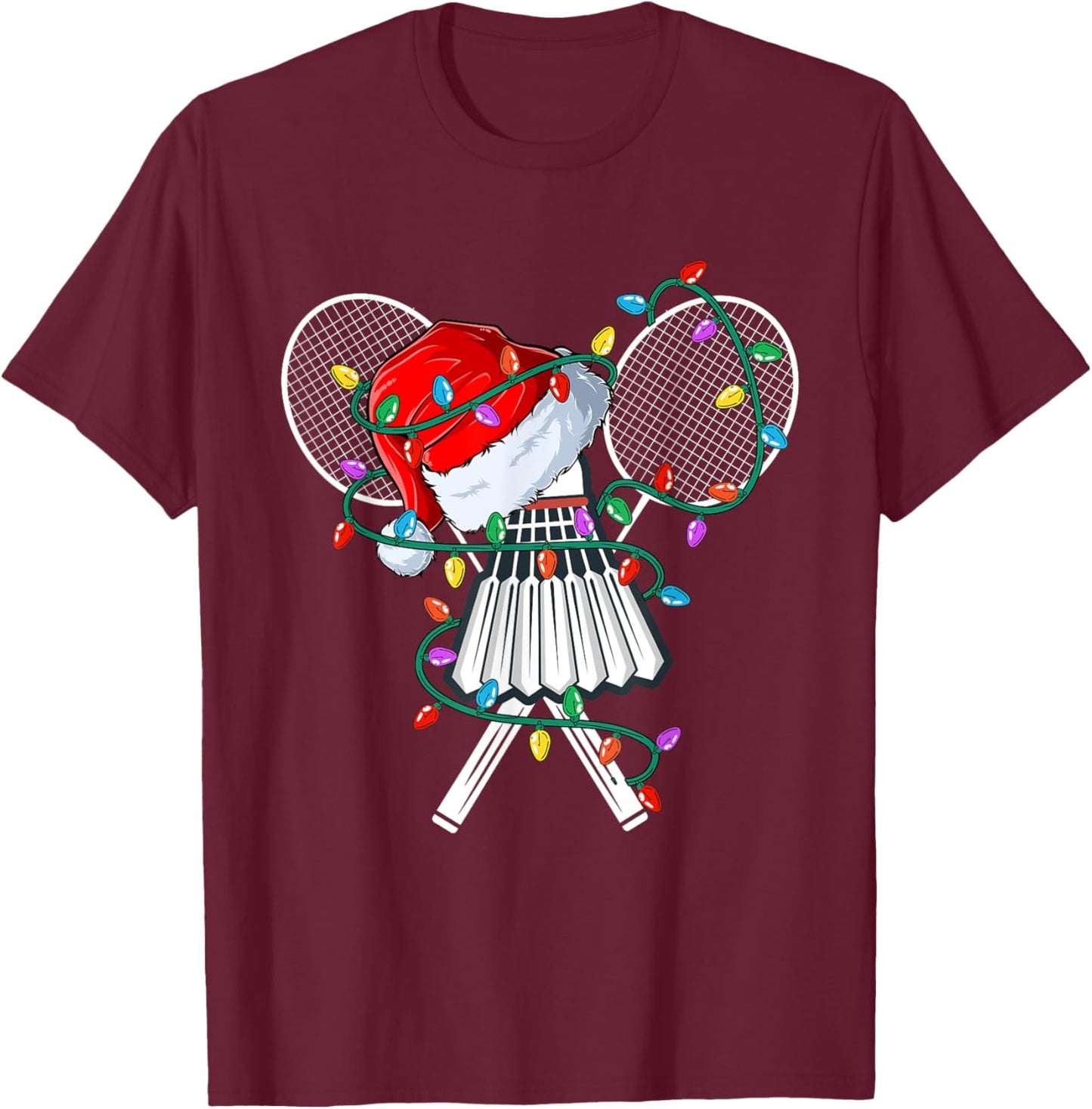 Christmas Badminton Xmas Santa Sports Hat Kids T-Shirt - T-Shirt | Maroon