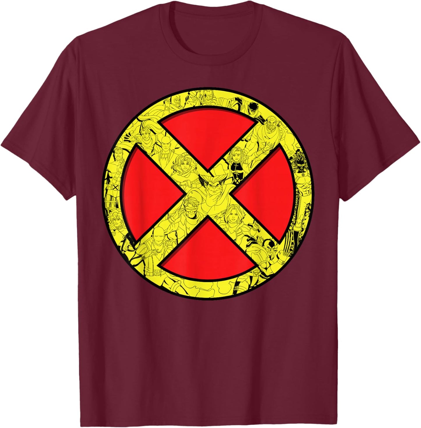 Marvel X-Men '97 Heros Inside Bold Classic X-Men Logo T-Shirt - T-Shirt | Maroon