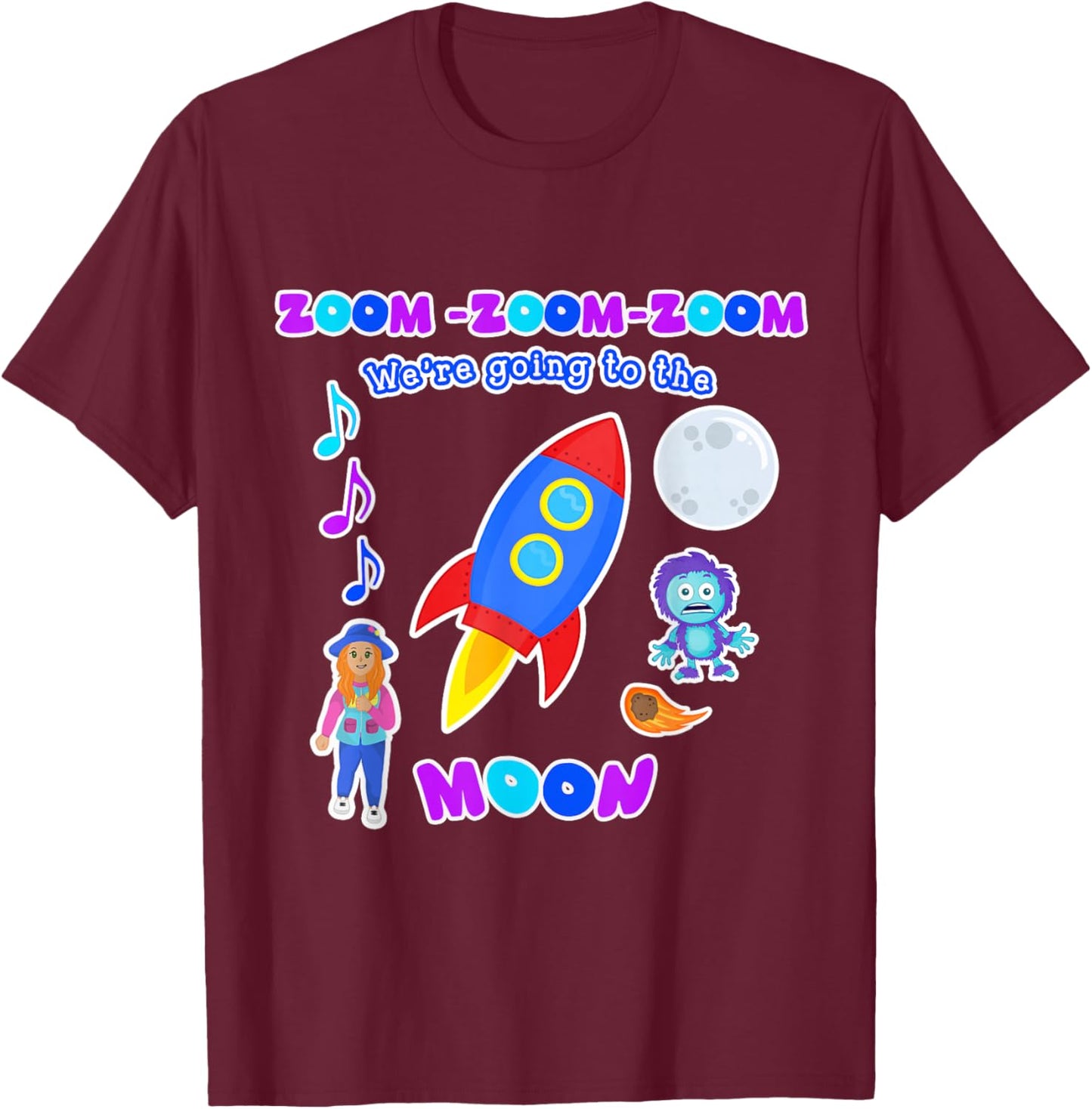 Zoom to the Moon with Ms. Sandra T-Shirt - T-Shirt | Maroon