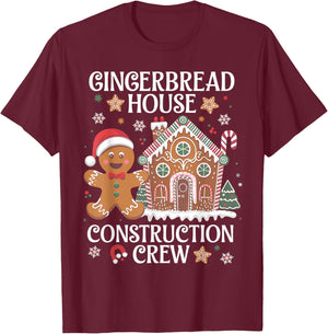 Gingerbread House Construction Crew Decorating Baking Xmas T-Shirt - T-Shirt | Maroon