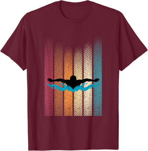 Swimming Retro Swimmer Competitive Swimmer Master Swimmer T-Shirt - T-Shirt | Maroon