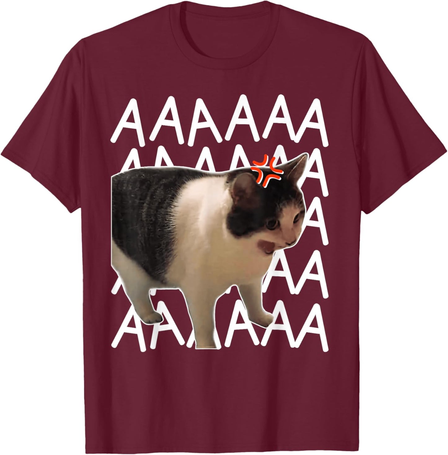 Screaming Cat Meme Funny Cat T-Shirt - T-Shirt | Maroon