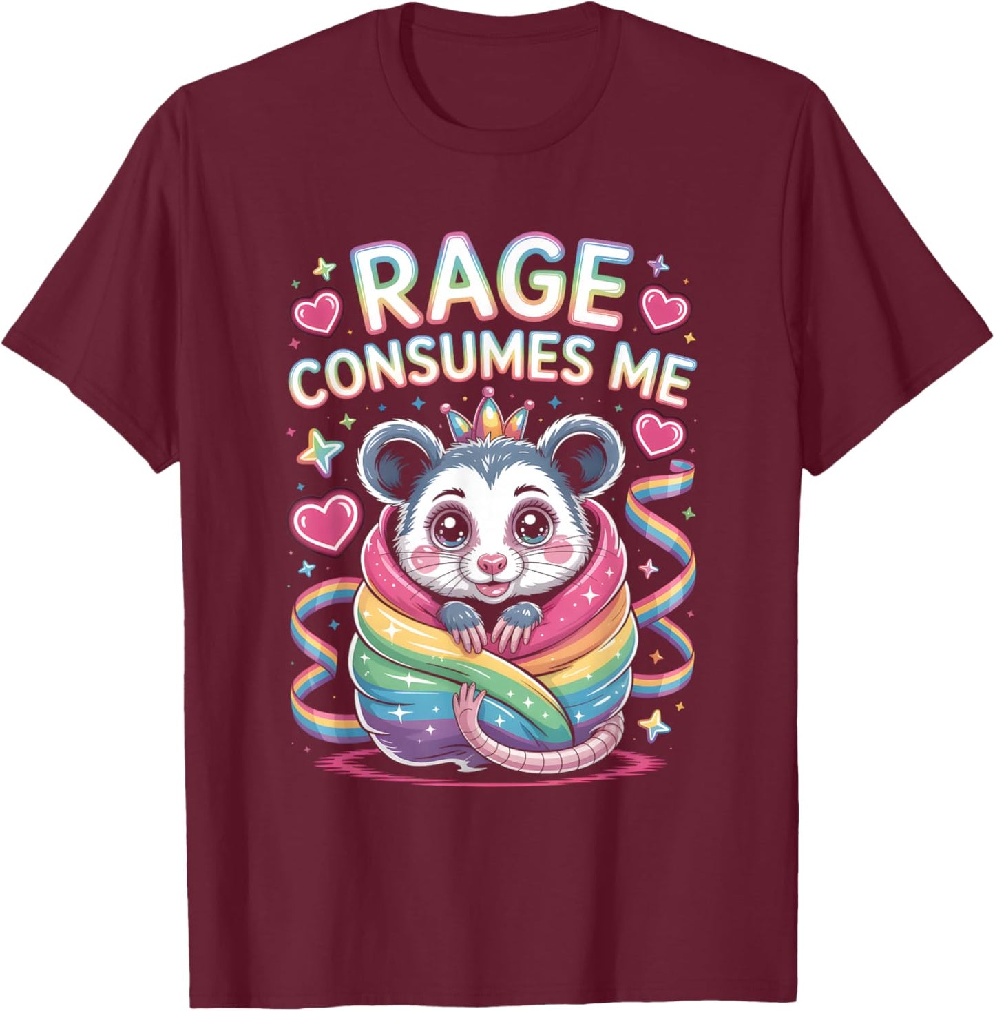 Cute Possum Rage Consumes Me T Shirt T-Shirt - T-Shirt | Maroon
