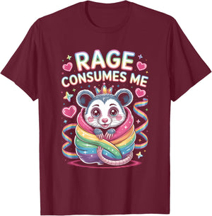 Cute Possum Rage Consumes Me T Shirt T-Shirt - T-Shirt | Maroon