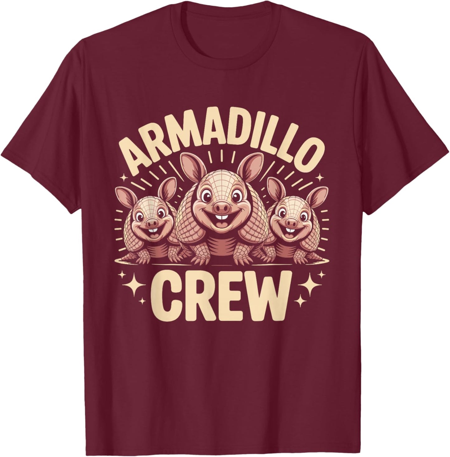 Armadillo Crew Cute Cartoon Texas Wildlife Desert Animal T-Shirt - T-Shirt | Maroon