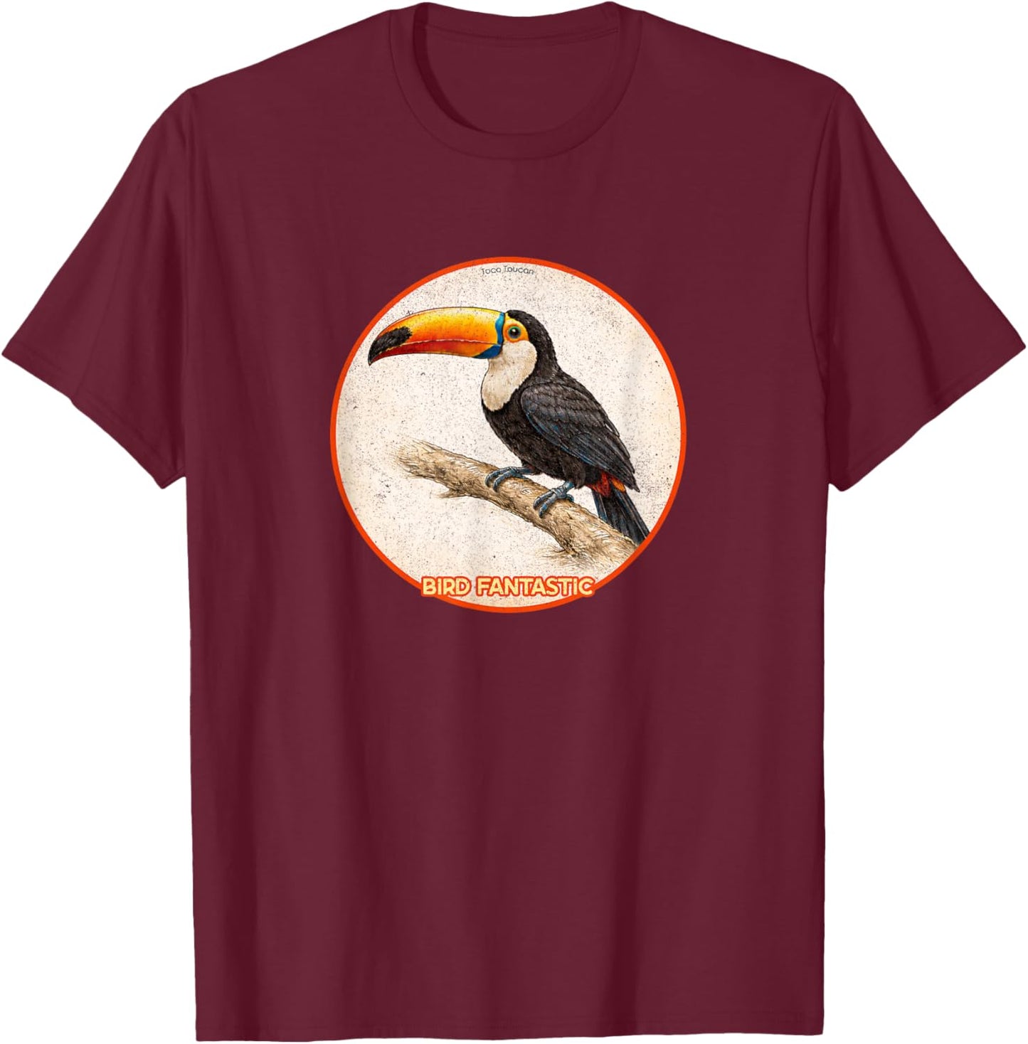 Colorful Retro Toco Toucan Bird Design T-Shirt - T-Shirt | Maroon