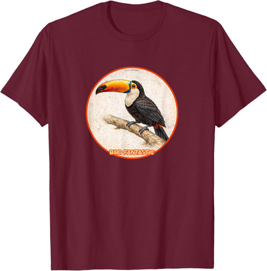 Colorful Retro Toco Toucan Bird Design T-Shirt - T-Shirt | Maroon