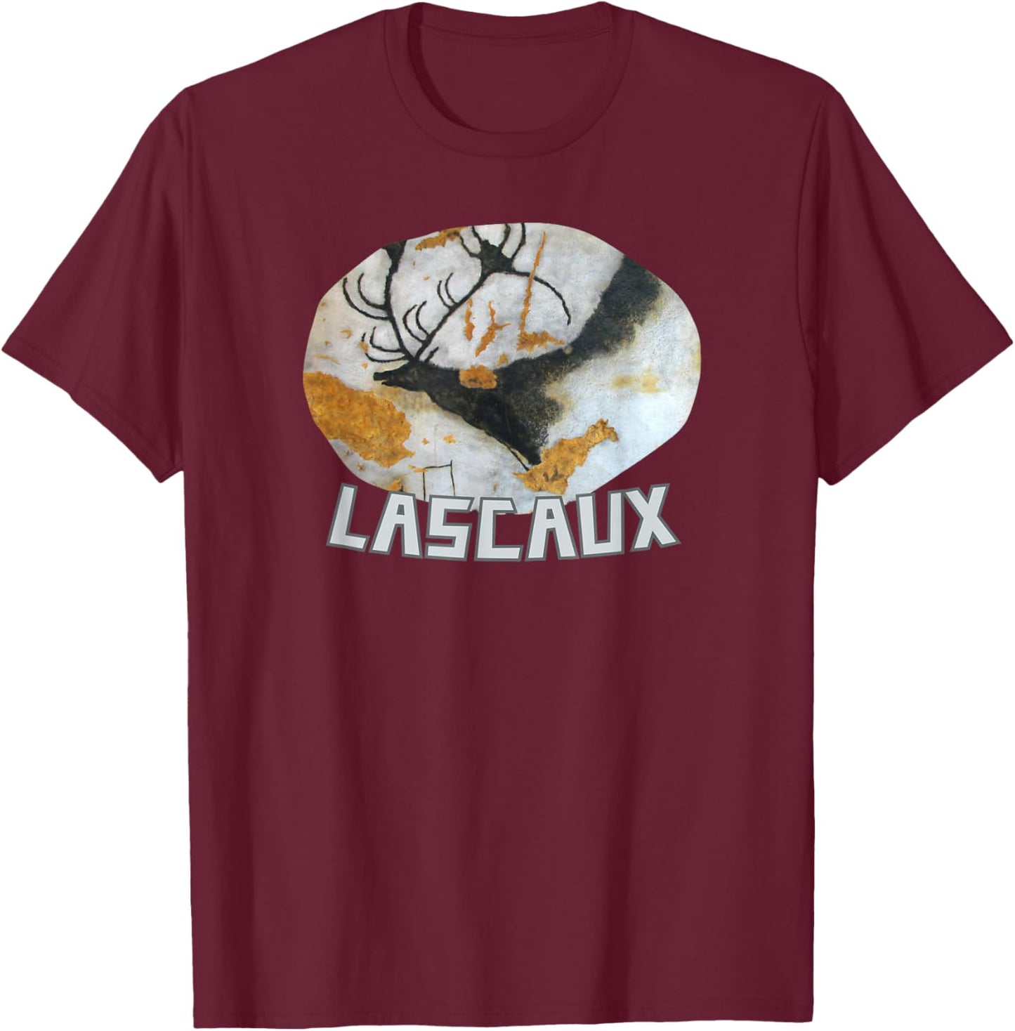 Lascaux Cave Painting Prehistoric Parietal Art Megaloceros T-Shirt - T-Shirt | Maroon
