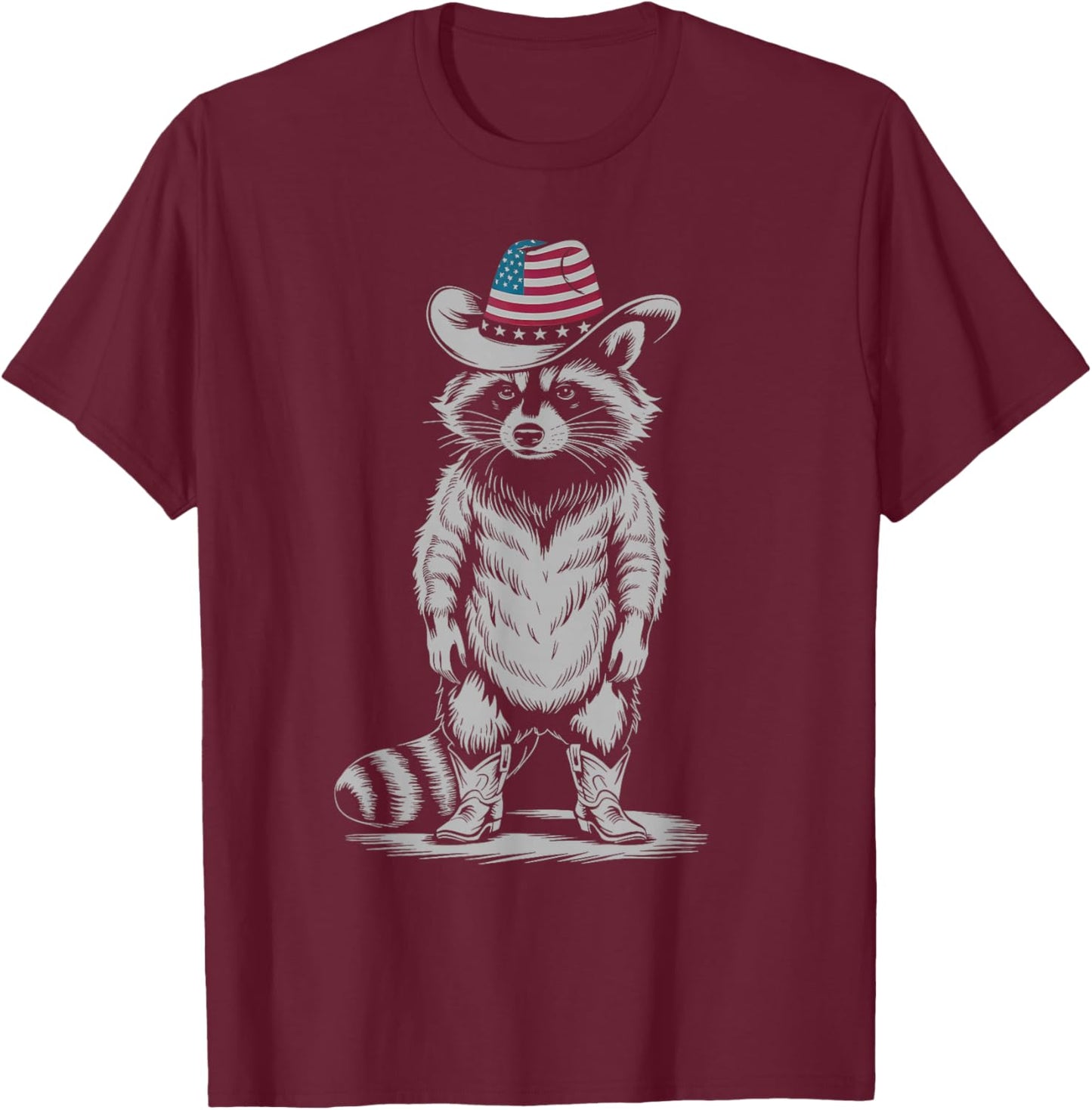 Vintage Racoon Trash Panda Cowboy Western Country Cowgirl T-Shirt - T-Shirt | Maroon
