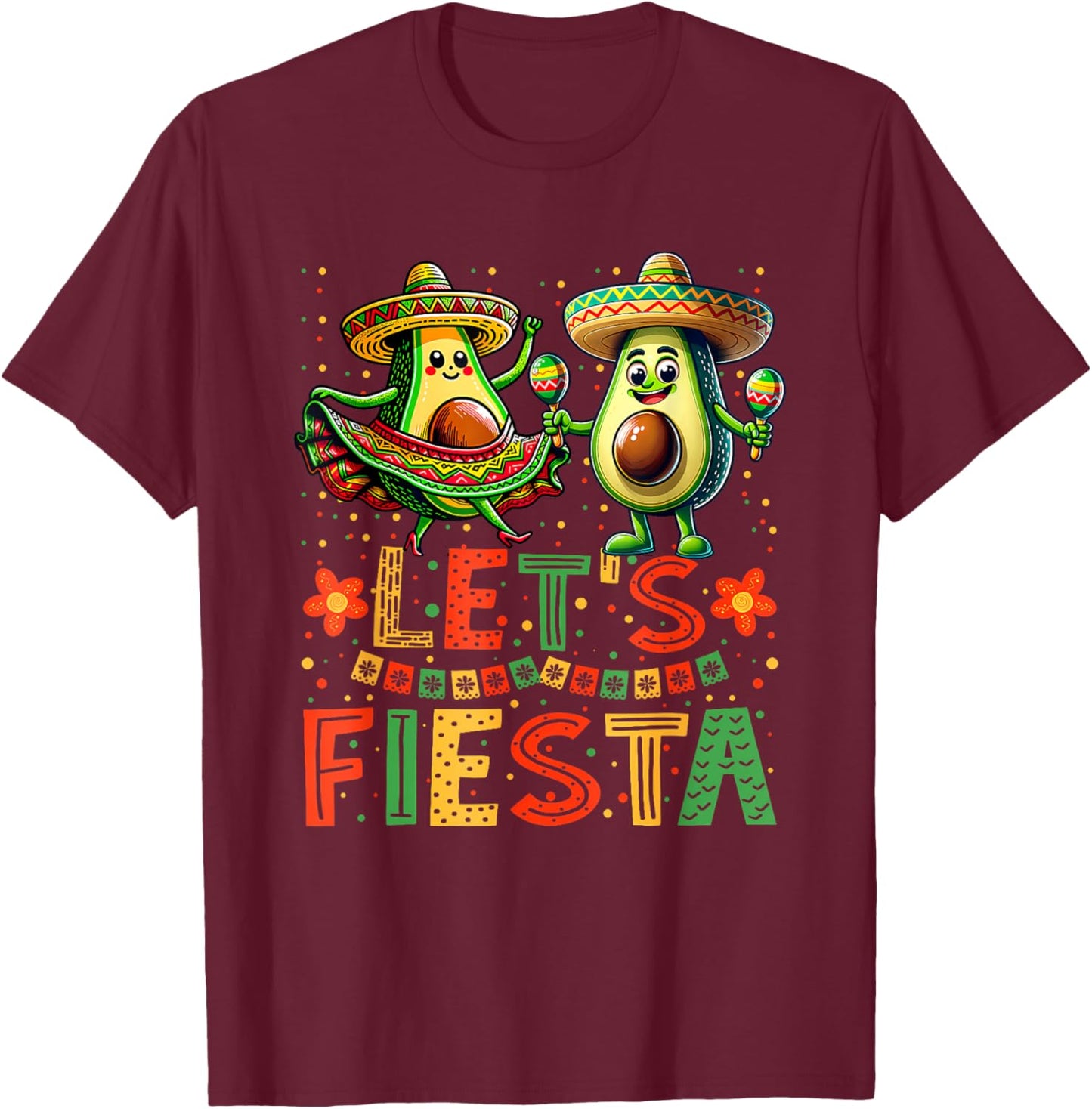Lets Fiesta 5 Cinco De Mayo Men Boys Girls Mexican T-Shirt - T-Shirt | Maroon