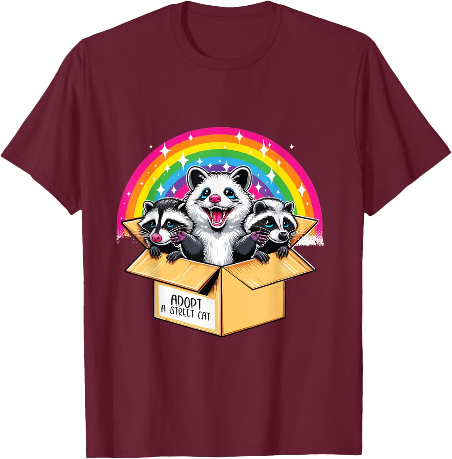 Adopt a Street Cat Shirt Team Trash Raccoon Opossum Skunk Men Women Girls Kids T-Shirt - T-Shirt | Maroon