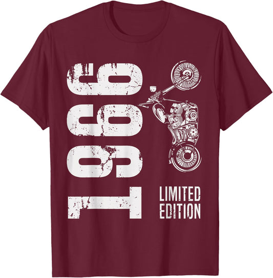 Birthday 60 Years Biker Born in 1966 Vintage Motorcycle Biker T-Shirt - T-Shirt | Maroon