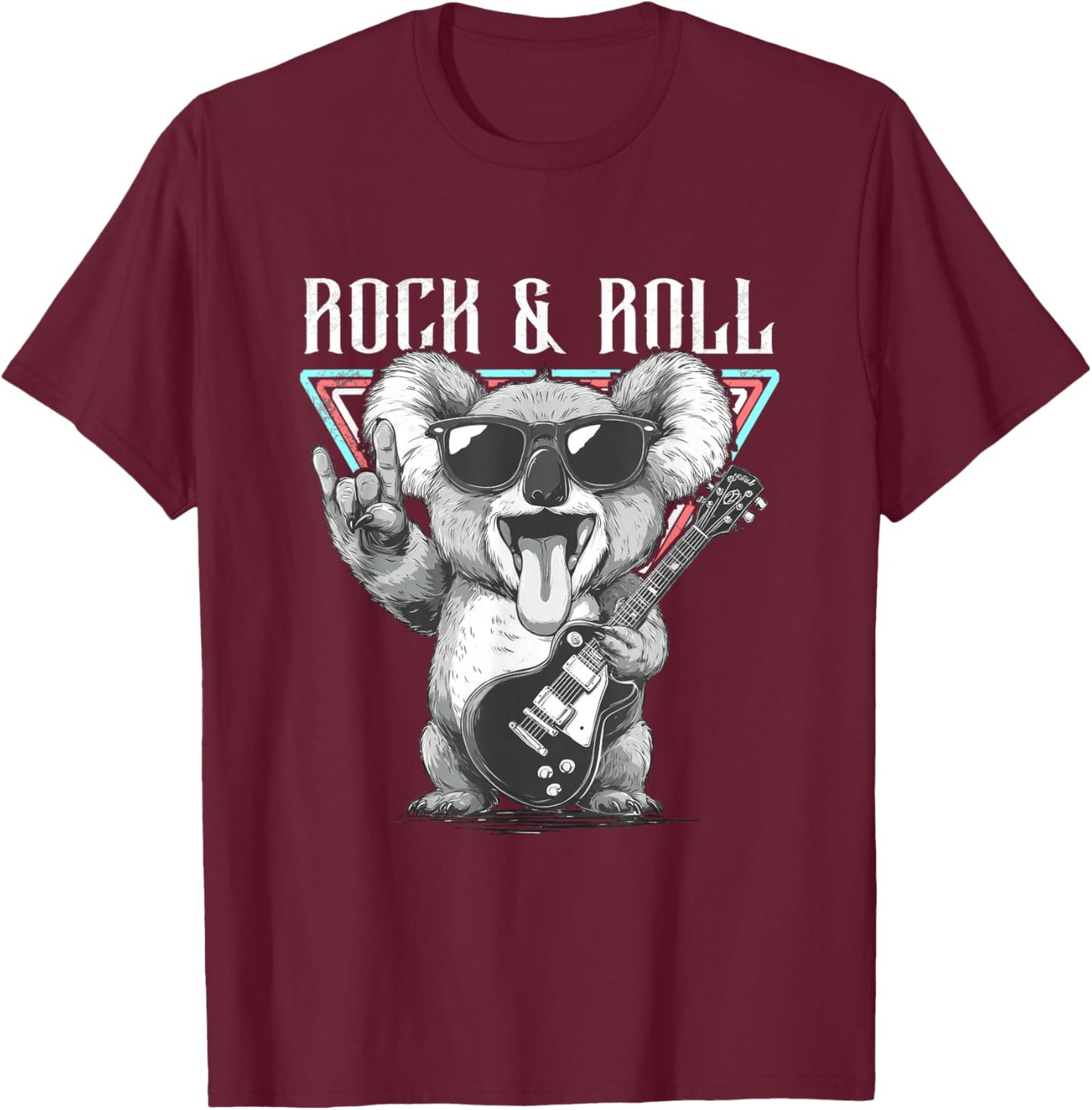 Rock & Roll Koala Guitare Cool Vibes T-Shirt - T-Shirt | Maroon