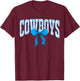 Cowboys Floral Toile Blue Coquette Bow Girls Kids T-Shirt - T-Shirt | Maroon