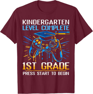Kindergarten Graduation 1st Grade Unlocked Gamer Boys Kids T-Shirt - T-Shirt | Maroon