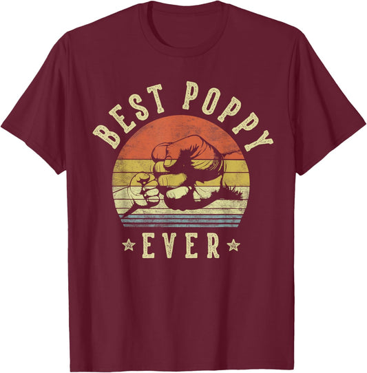 Best Poppy Ever - Retro Fist Bump Vintage Design Poppy T-Shirt - T-Shirt | Maroon