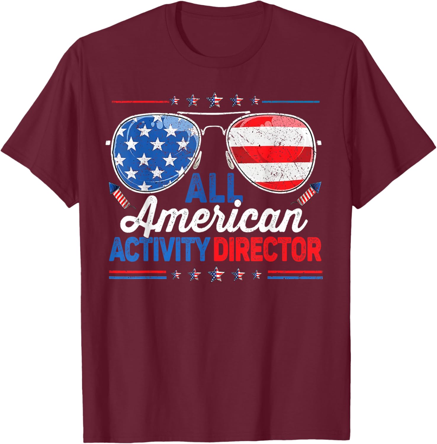 All American Activity Director 4th of July US Flag Boy Girl T-Shirt - T-Shirt | Maroon