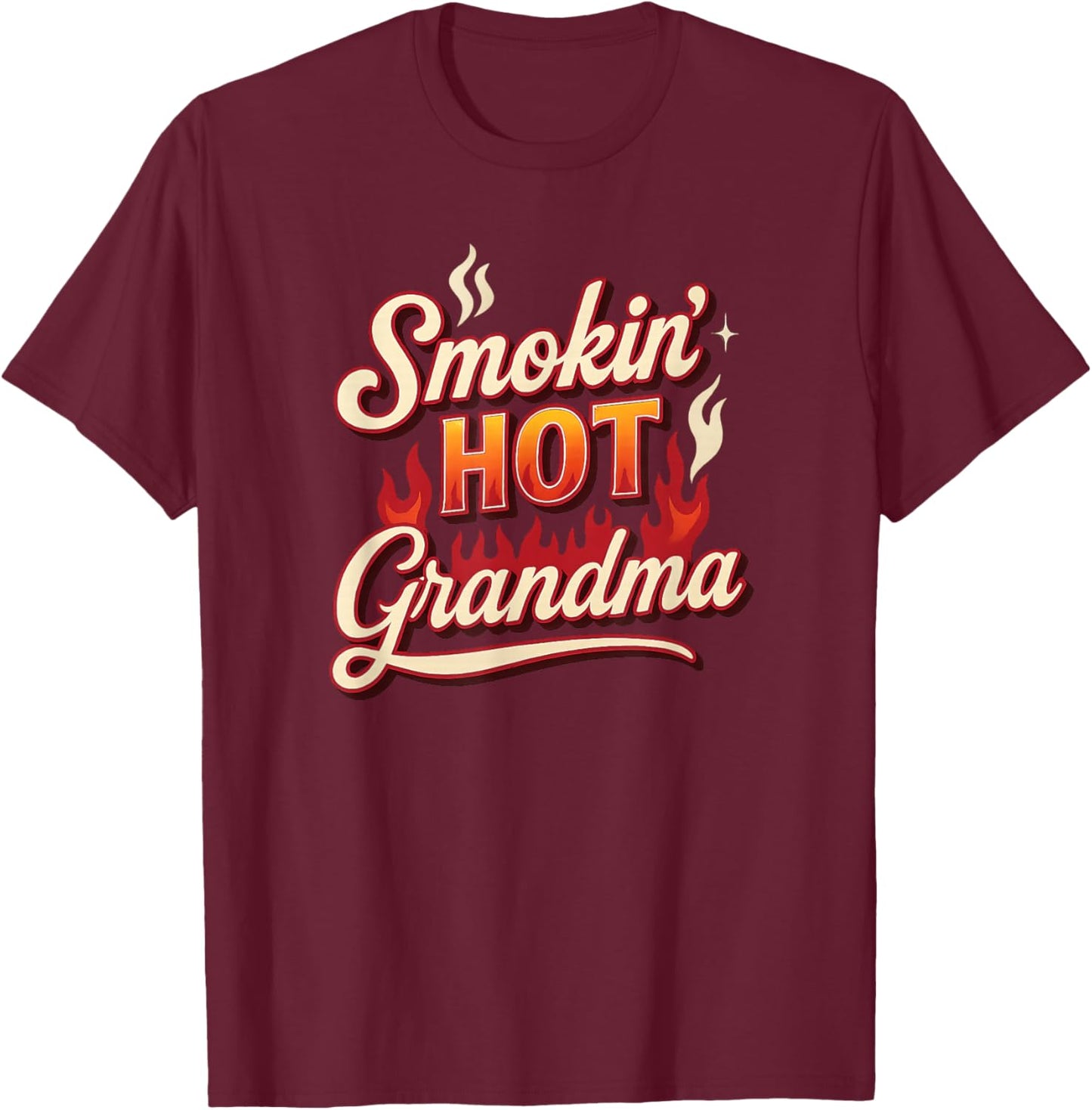 Smokin Hot Grandma Retro Funny Gift T-Shirt - T-Shirt | Maroon