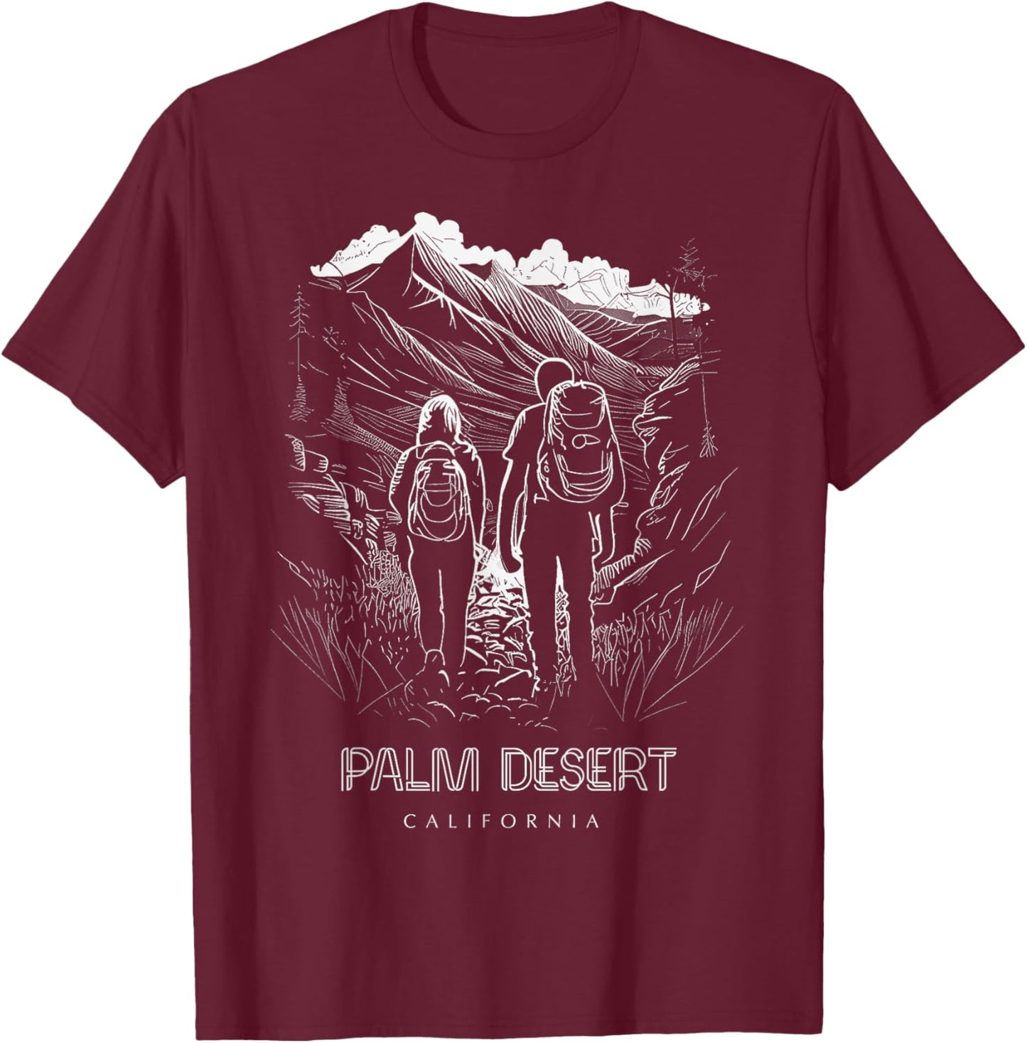 Palm Desert California Souvenir Hiking T-Shirt - T-Shirt | Maroon