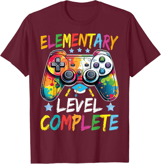 Elementary Level Complete Boys Graduation Last Day Of School T-Shirt - T-Shirt | Maroon