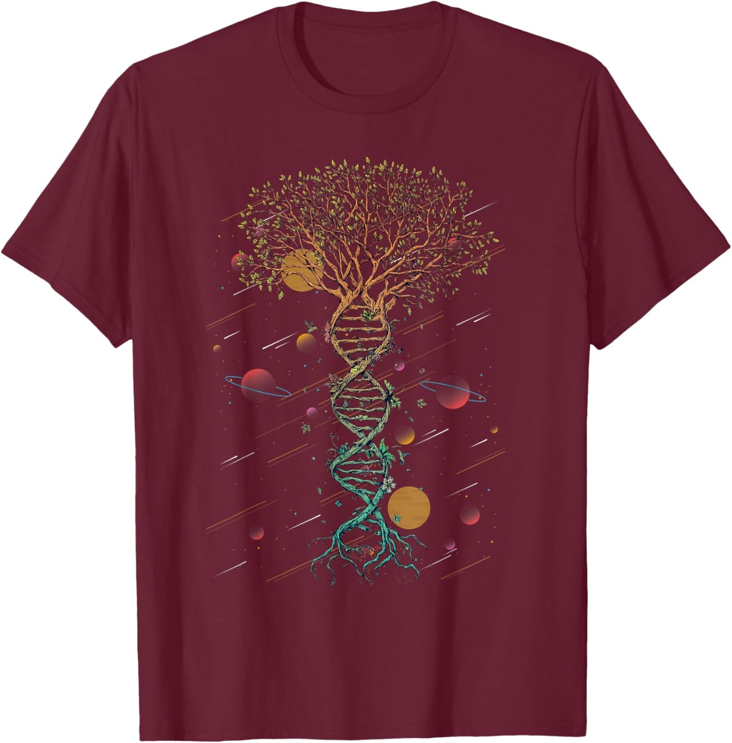 DNA Tree Life Biology Environment Science Genetics Earth Day T-Shirt - T-Shirt | Maroon