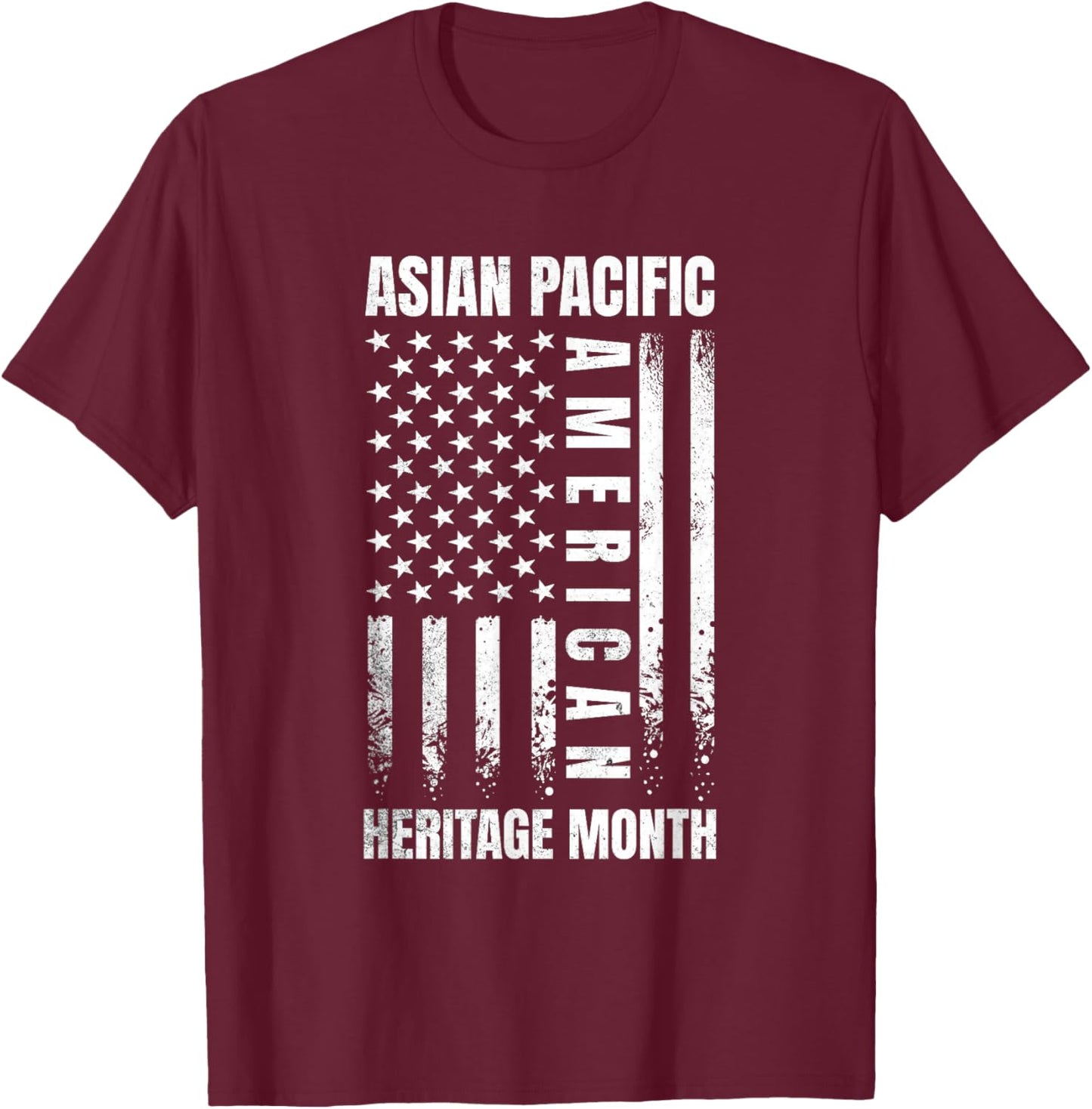 Asian Pacific American Heritage Month US Flag AAPI Men Women T-Shirt - T-Shirt | Maroon