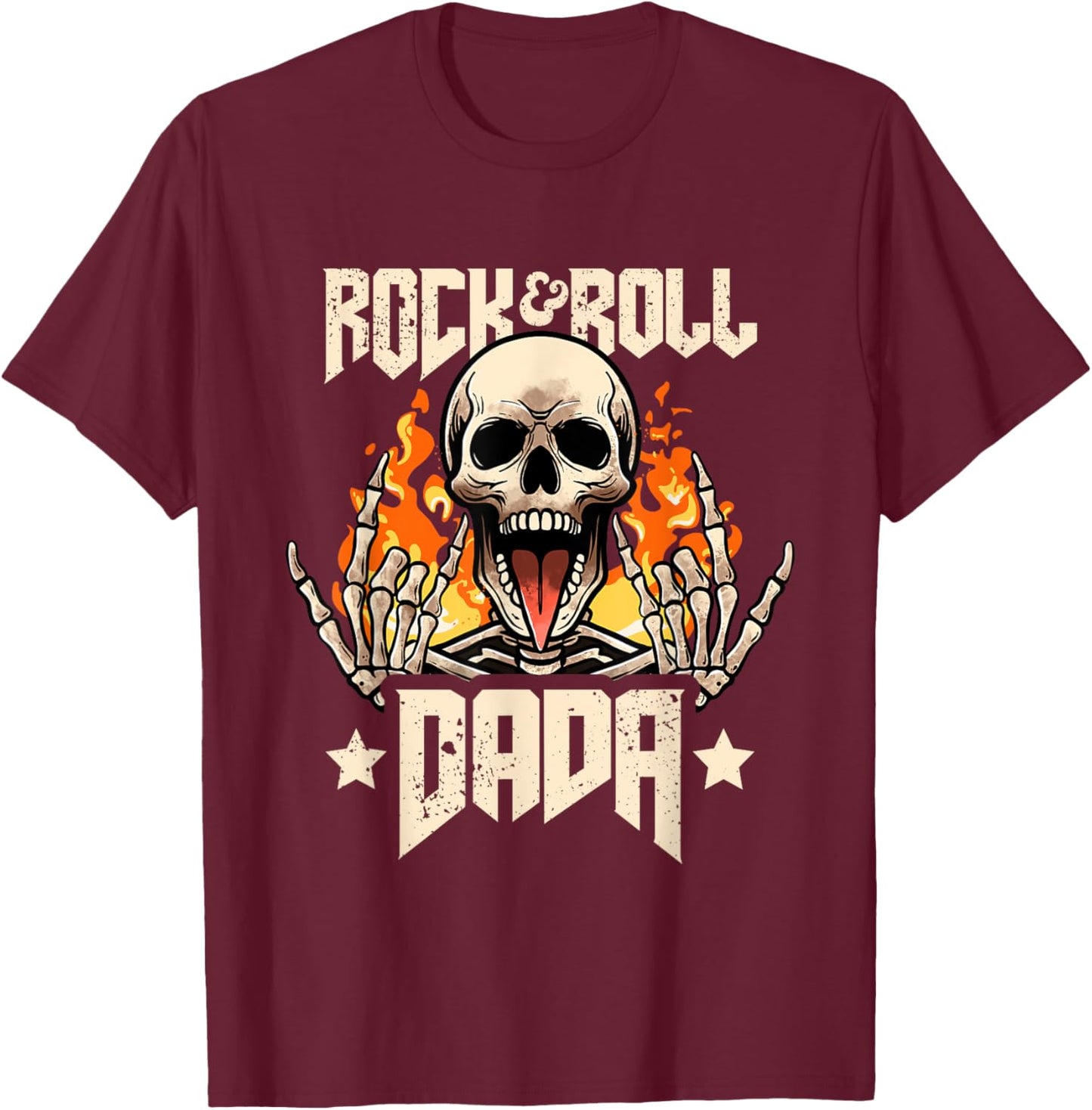 Rock And Roll Dada Dad Vintage Retro Rock&Roll Rock Concert T-Shirt - T-Shirt | Maroon