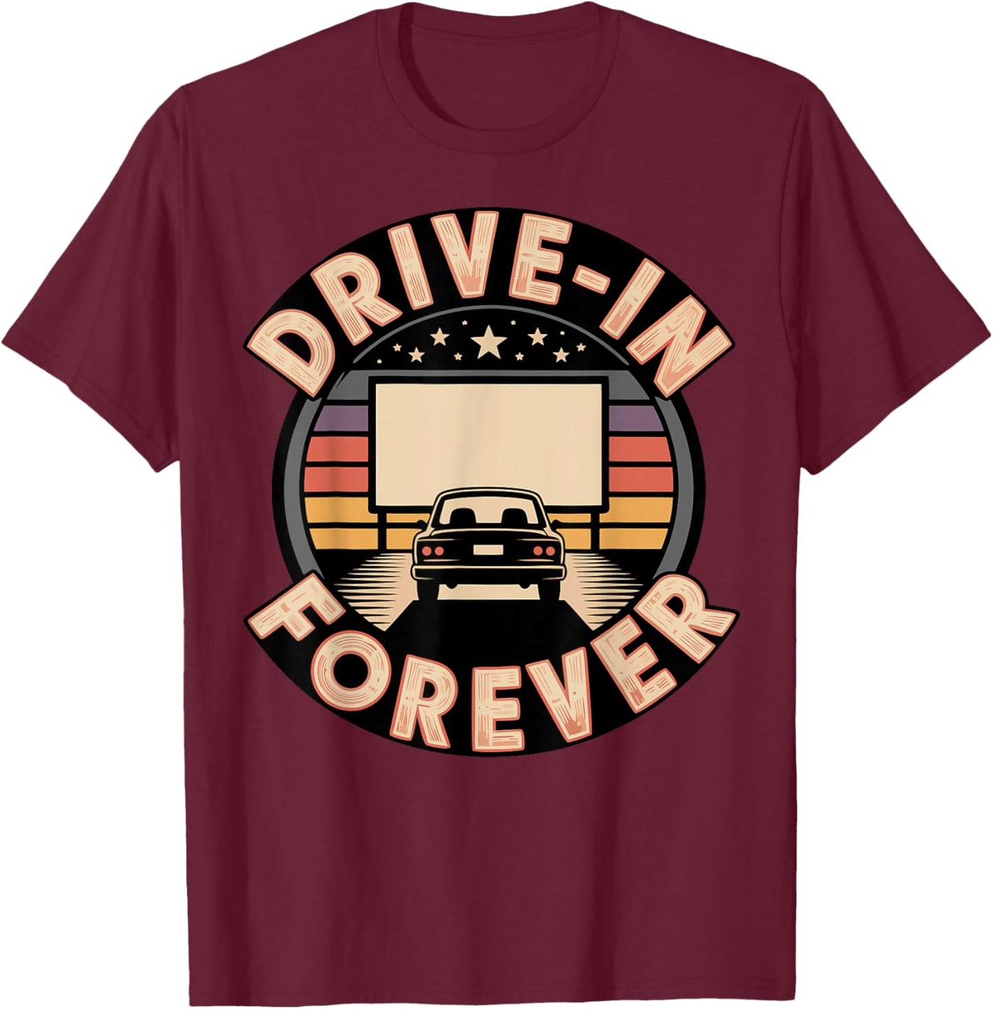 Vintage Drive-in Movie Enthusiast Retro Film Drive-in Cinema T-Shirt - T-Shirt | Maroon