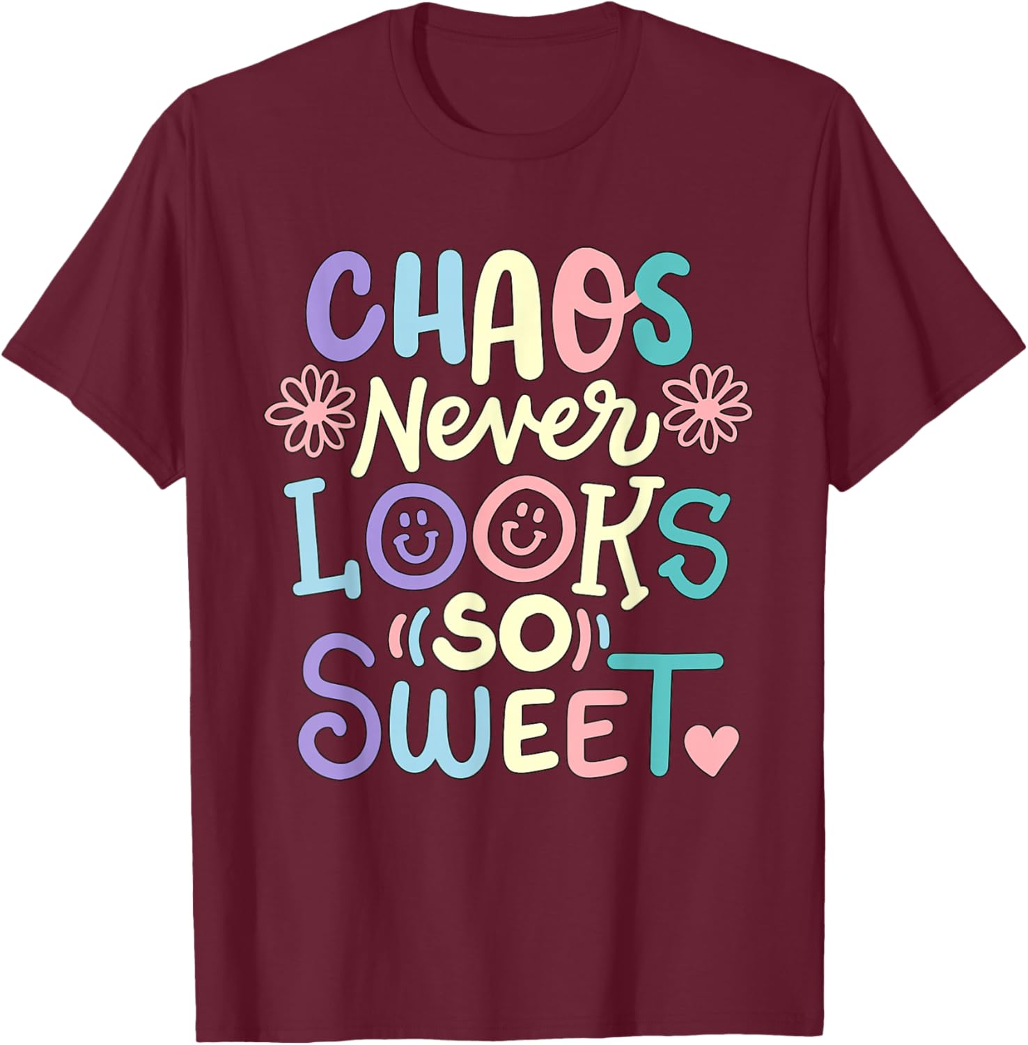 Retro Funny Toddler Boys Girls Chaos Never Looks So Sweet T-Shirt - T-Shirt | Maroon