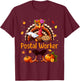 Postal Worker Job Thanksgiving Turkey Flowers Fall Pumpkins T-Shirt - T-Shirt | Maroon