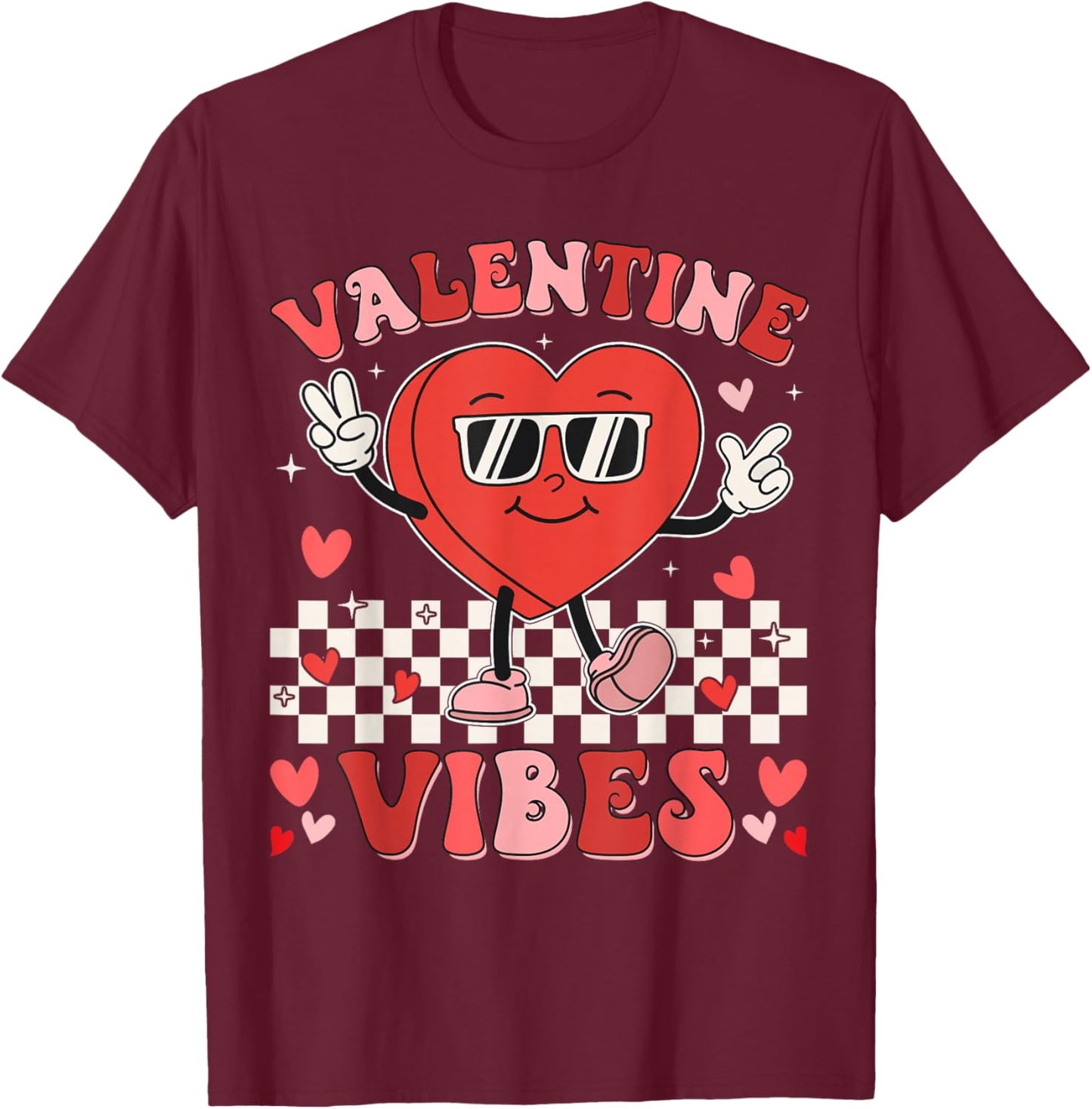 Groovy Valentines Day Shirts For Girl Women Kids Boy Toddler T-Shirt - T-Shirt | Maroon