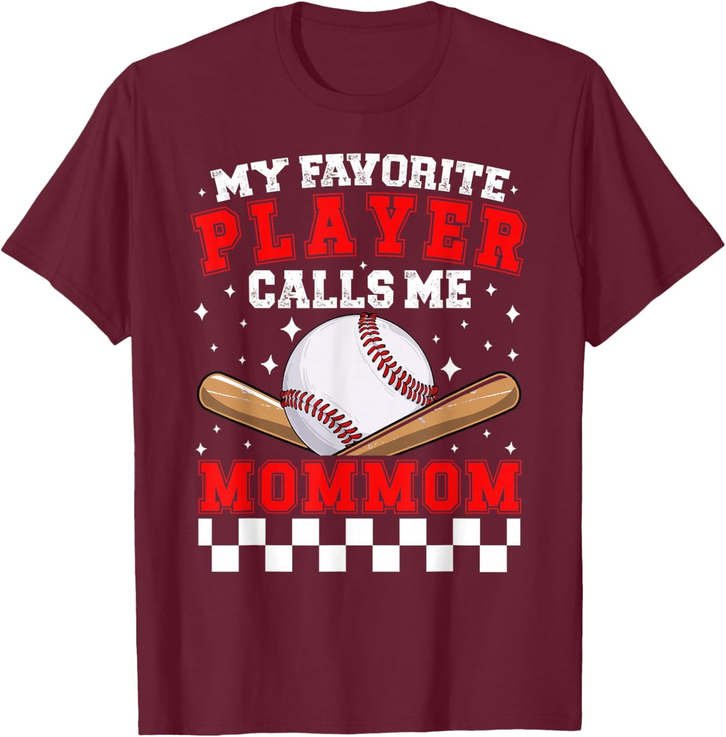 Proud Baseball Mommom Of A Baseball Player Mommom T-Shirt - T-Shirt | Maroon